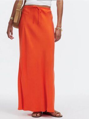 Madewell Tie-Waist Maxi Slip Skirt in Cupro Blend